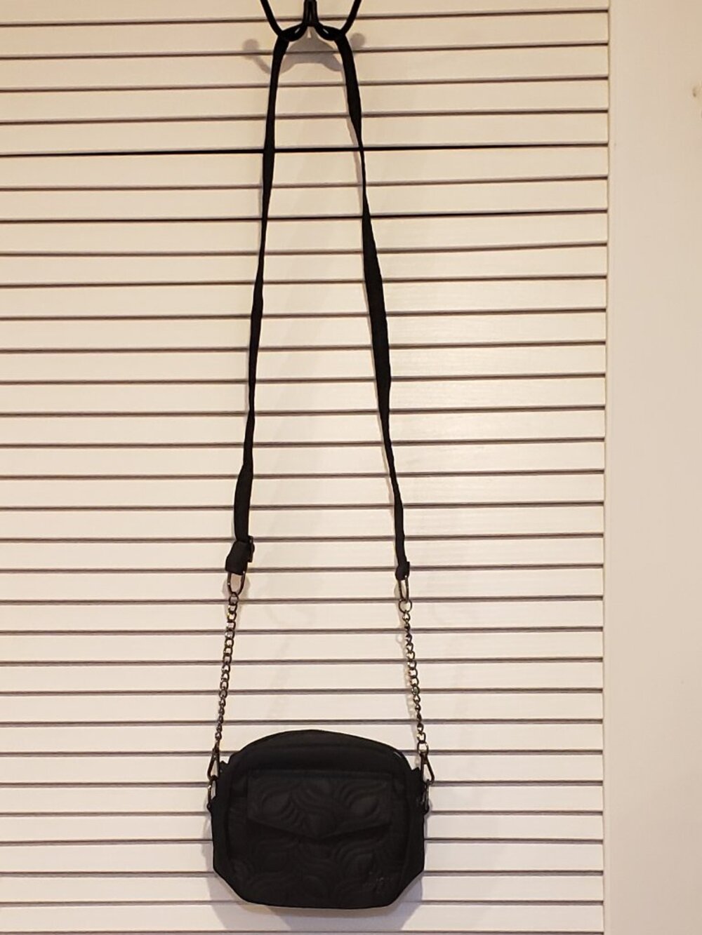 Lug Swing Convertible Black Quilted Crossbody Bag